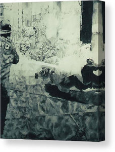 Birmingham Fire Department sprays protestor with high pressure water hoses 1963 - Canvas Print
