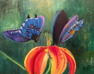 Butterfly Visits - Art Print