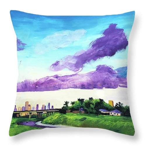Disrupted Serenity Little White Oak Bayou - Throw Pillow