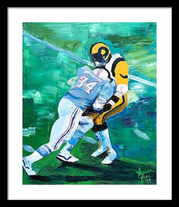 Earl Campbell runs over Rams - Framed Print