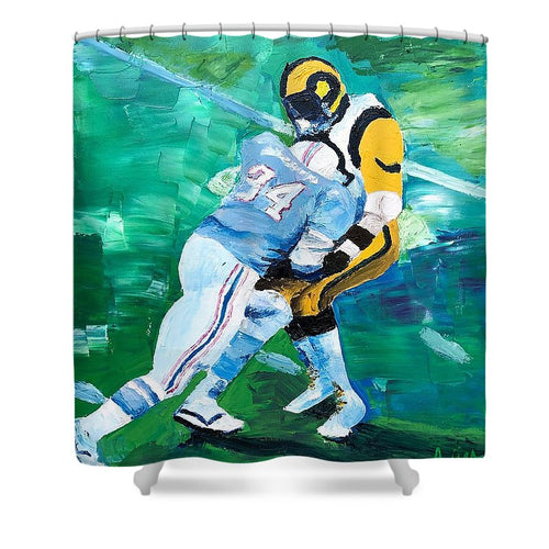 Earl Campbell runs over Rams - Shower Curtain