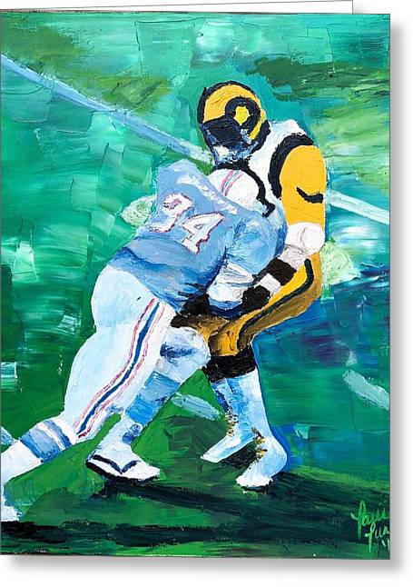 Earl Campbell runs over Rams - Greeting Card
