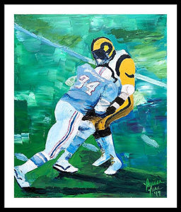 Earl Campbell runs over Rams - Framed Print