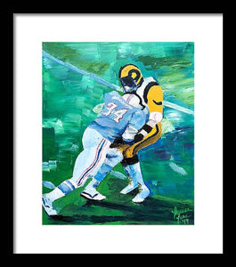 Earl Campbell runs over Rams - Framed Print