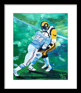 Earl Campbell runs over Rams - Framed Print