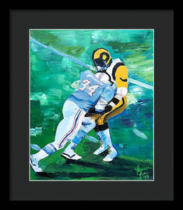 Earl Campbell runs over Rams - Framed Print