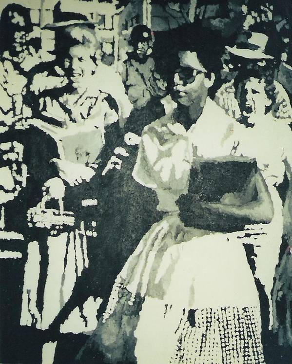 Elizabeth Eckford making her way to Little Rock High School 1958 - Art Print