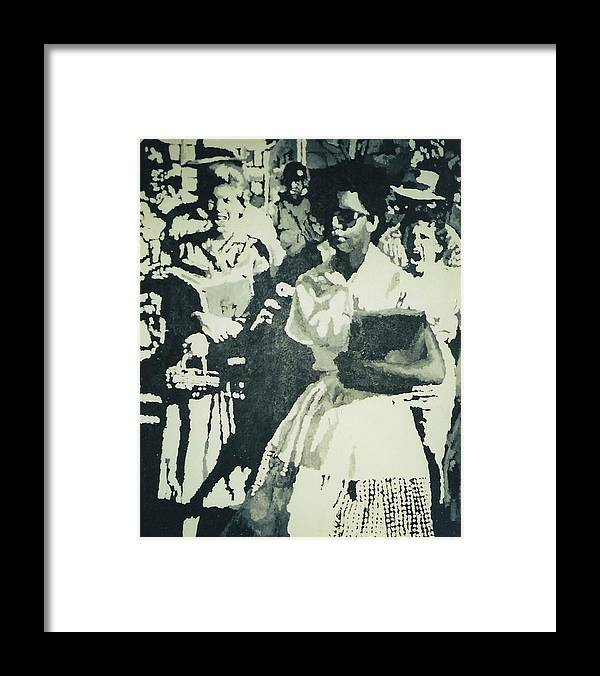 Elizabeth Eckford making her way to Little Rock High School 1958 - Framed Print