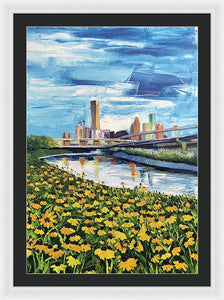 Houston Helianthus on White Oak - Framed Print