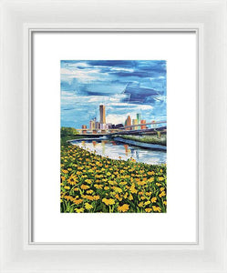 Houston Helianthus on White Oak - Framed Print