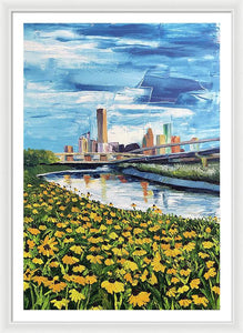 Houston Helianthus on White Oak - Framed Print