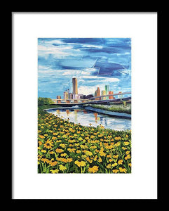 Houston Helianthus on White Oak - Framed Print