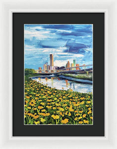 Houston Helianthus on White Oak - Framed Print