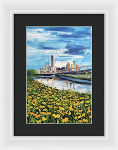 Houston Helianthus on White Oak - Framed Print