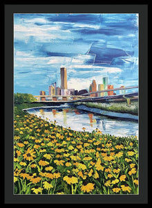 Houston Helianthus on White Oak - Framed Print