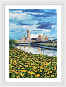 Houston Helianthus on White Oak - Framed Print