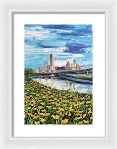 Houston Helianthus on White Oak - Framed Print