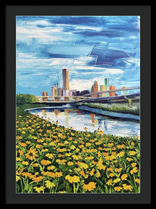 Houston Helianthus on White Oak - Framed Print