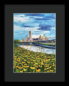 Houston Helianthus on White Oak - Framed Print