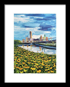 Houston Helianthus on White Oak - Framed Print