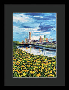 Houston Helianthus on White Oak - Framed Print