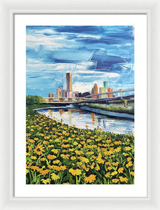 Houston Helianthus on White Oak - Framed Print