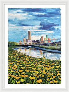 Houston Helianthus on White Oak - Framed Print