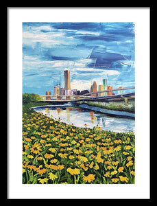 Houston Helianthus on White Oak - Framed Print