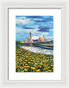 Houston Helianthus on White Oak - Framed Print