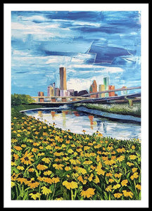 Houston Helianthus on White Oak - Framed Print