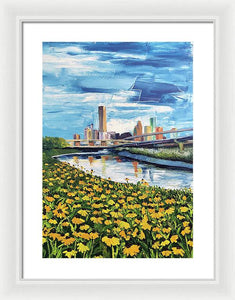 Houston Helianthus on White Oak - Framed Print