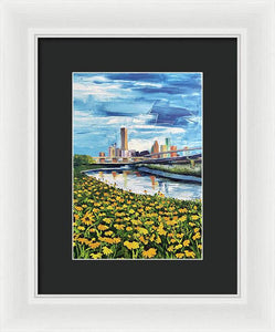 Houston Helianthus on White Oak - Framed Print