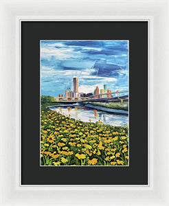 Houston Helianthus on White Oak - Framed Print