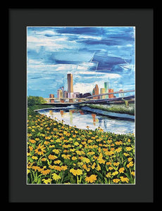 Houston Helianthus on White Oak - Framed Print