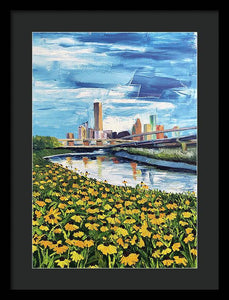 Houston Helianthus on White Oak - Framed Print