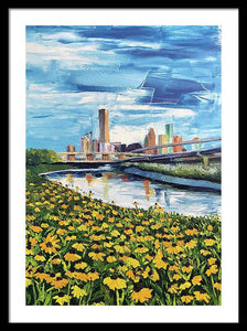 Houston Helianthus on White Oak - Framed Print