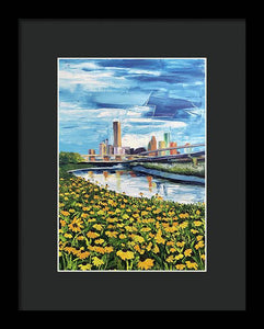 Houston Helianthus on White Oak - Framed Print