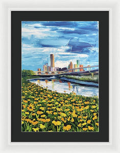 Houston Helianthus on White Oak - Framed Print