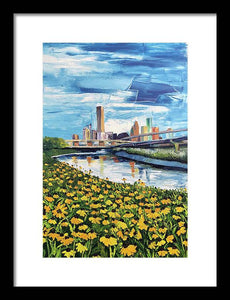 Houston Helianthus on White Oak - Framed Print