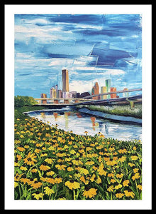 Houston Helianthus on White Oak - Framed Print