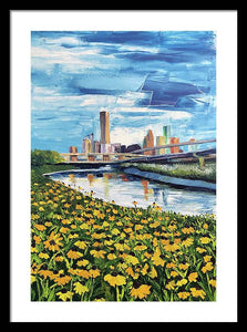 Houston Helianthus on White Oak - Framed Print