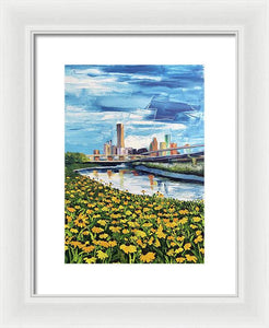 Houston Helianthus on White Oak - Framed Print