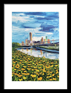 Houston Helianthus on White Oak - Framed Print