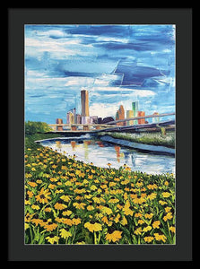 Houston Helianthus on White Oak - Framed Print