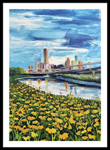 Houston Helianthus on White Oak - Framed Print