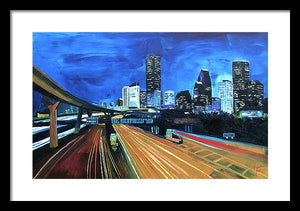 Houston Night Moves - Framed Print
