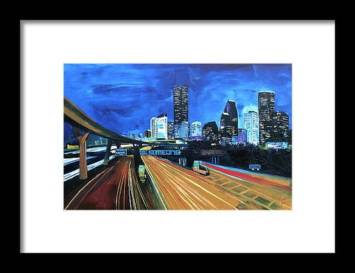 Houston Night Moves - Framed Print