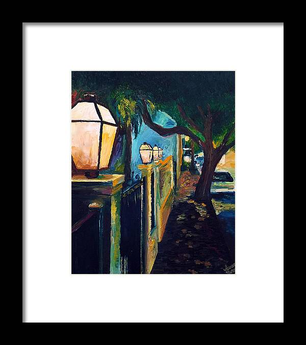 Late Night Burgundy Street - Framed Print