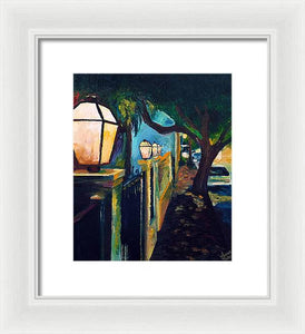 Late Night Burgundy Street - Framed Print