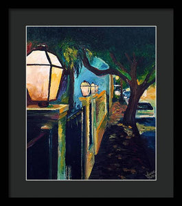 Late Night Burgundy Street - Framed Print